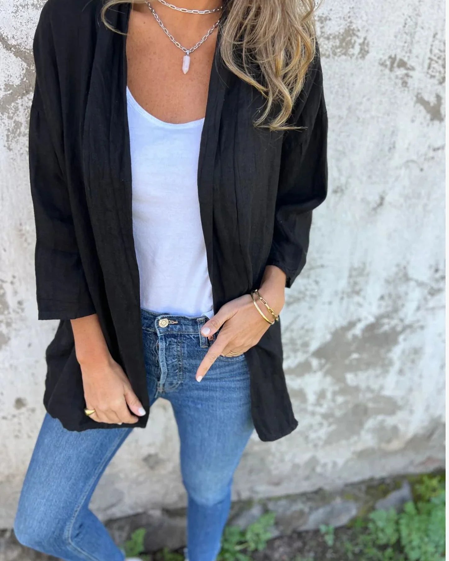 Elettra Dames Vest | Lange Mouwen | Overhemdkraag