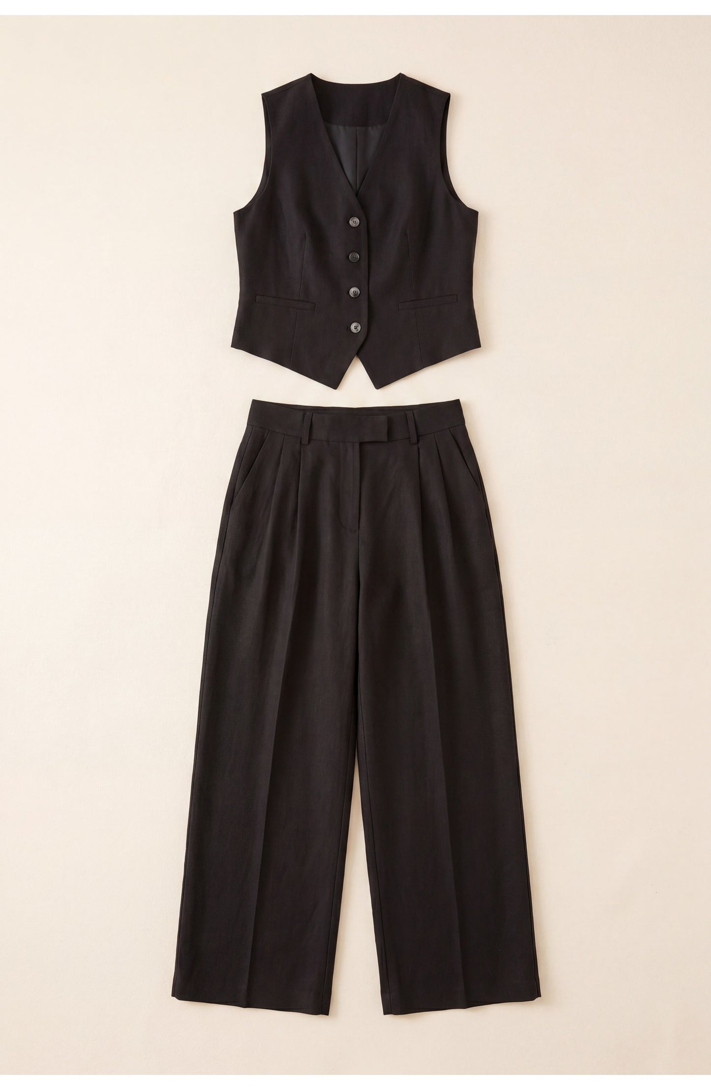 Éliane Women's Co-ord Set | Buttoned Vest | Wide Trousers