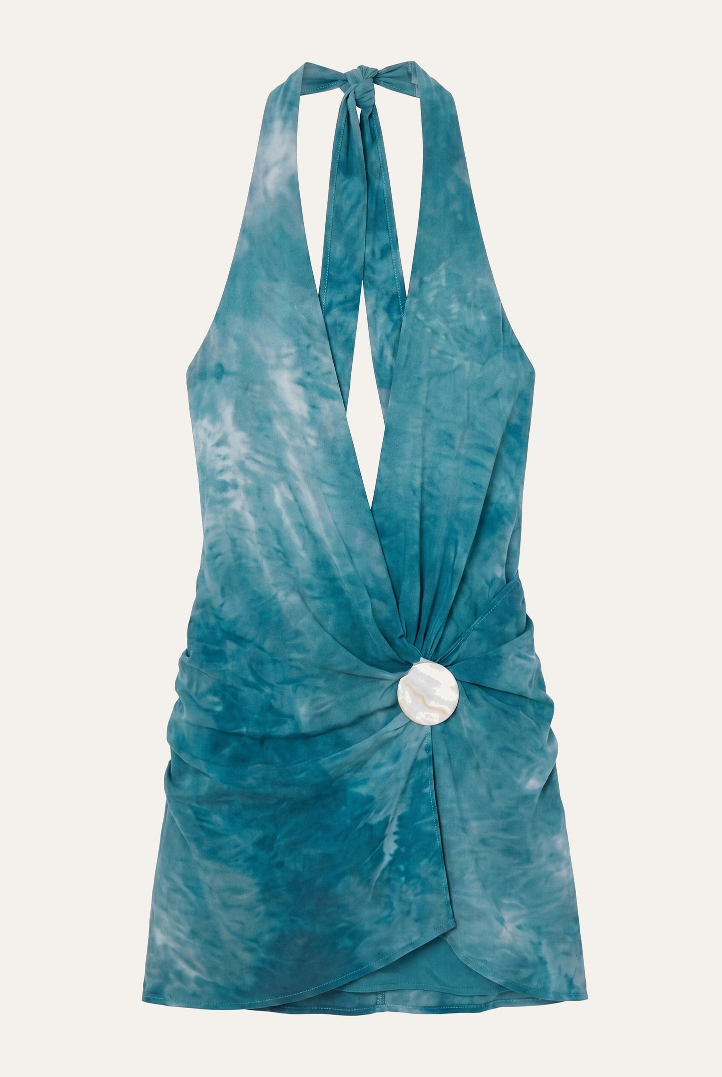 Eulalie Dames Halter Mini Jurk | Diepe V-hals | Schelp Detail