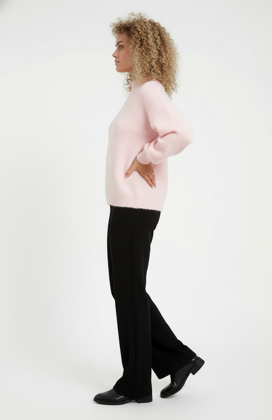 Dames Trui | Zachte Gebreide Stof | Relaxed Fit | Lichtroze