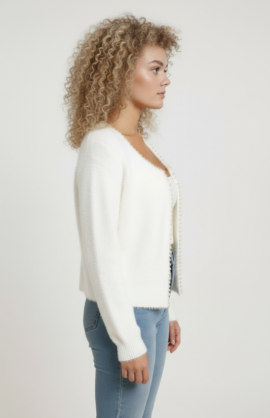 Zinnia Vest Dames | Open Model | Pareldetail | Zacht Comfort