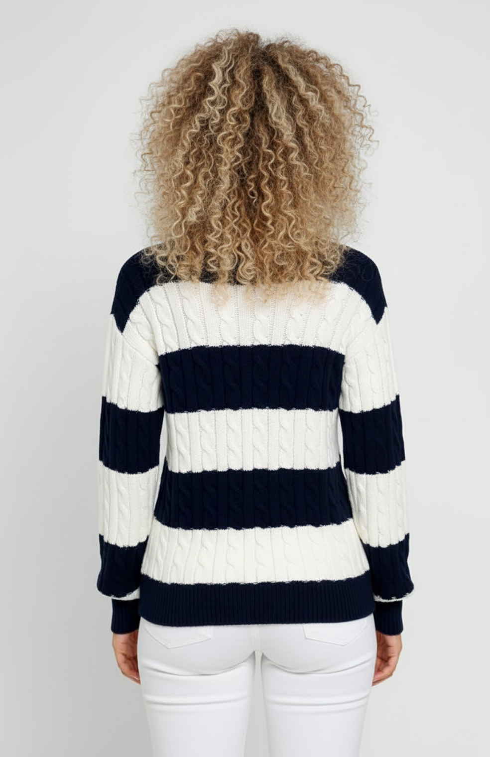 Greta Trui | V-Hals | Kabelpatroon | Brede Strepen | Zacht Comfort