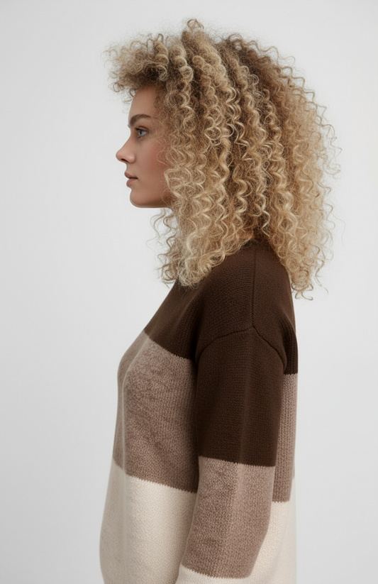 Gryta Damestrui | Brede Kleurbanen en Ontspannen Pasvorm voor Casual Gelegenheden