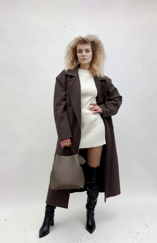 Jolanda Oversized Mantel | Dubbelrij Knopen en Luxe Wolmix