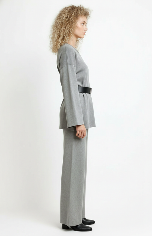 Anna Tweedelige Set Dames | Wijde Broek | Minimalistisch Ontwerp | Brede Tailleband