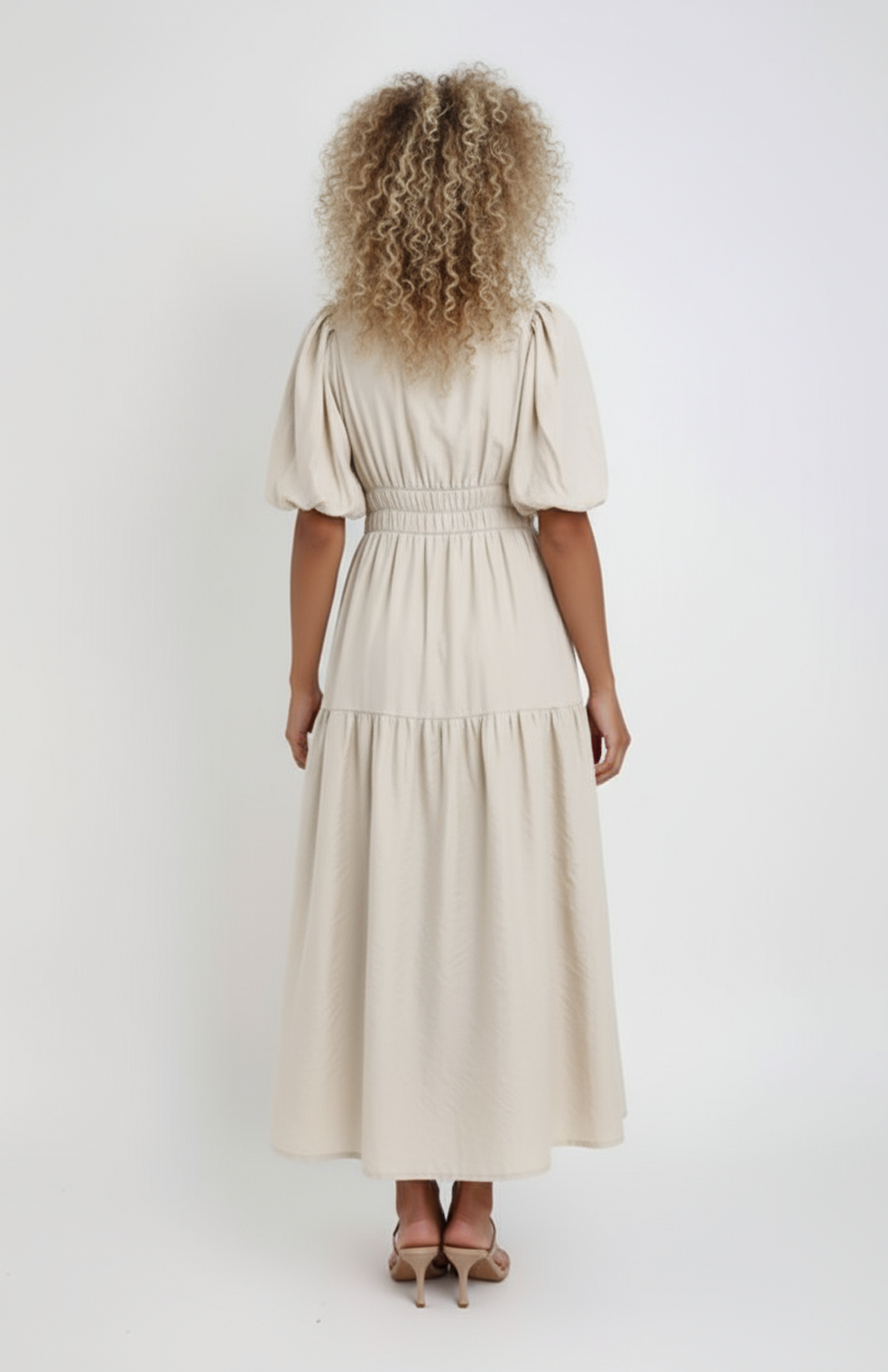 Kira Maxi Jurk | Zwierige Rok met Korte Mouwen en V-Hals