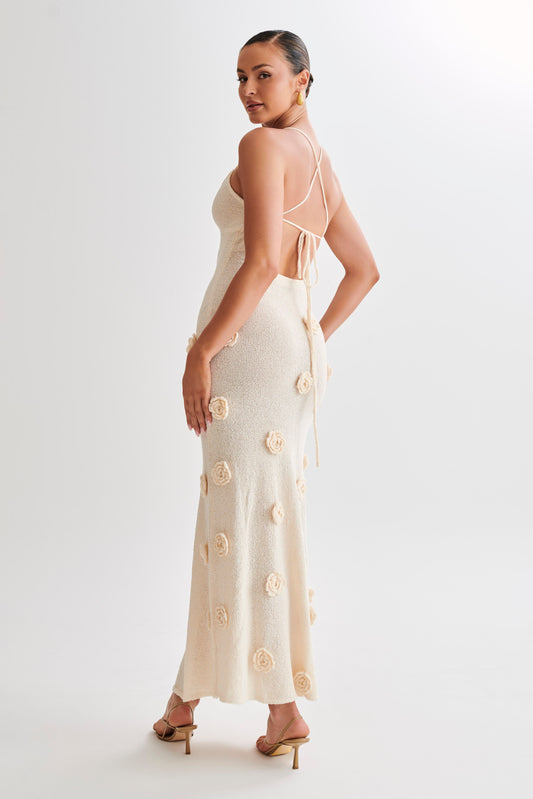 Marina Gebreide Maxi Jurk – Zachte Ribstructuur met Elegante V-hals en Lange Mouwen 2