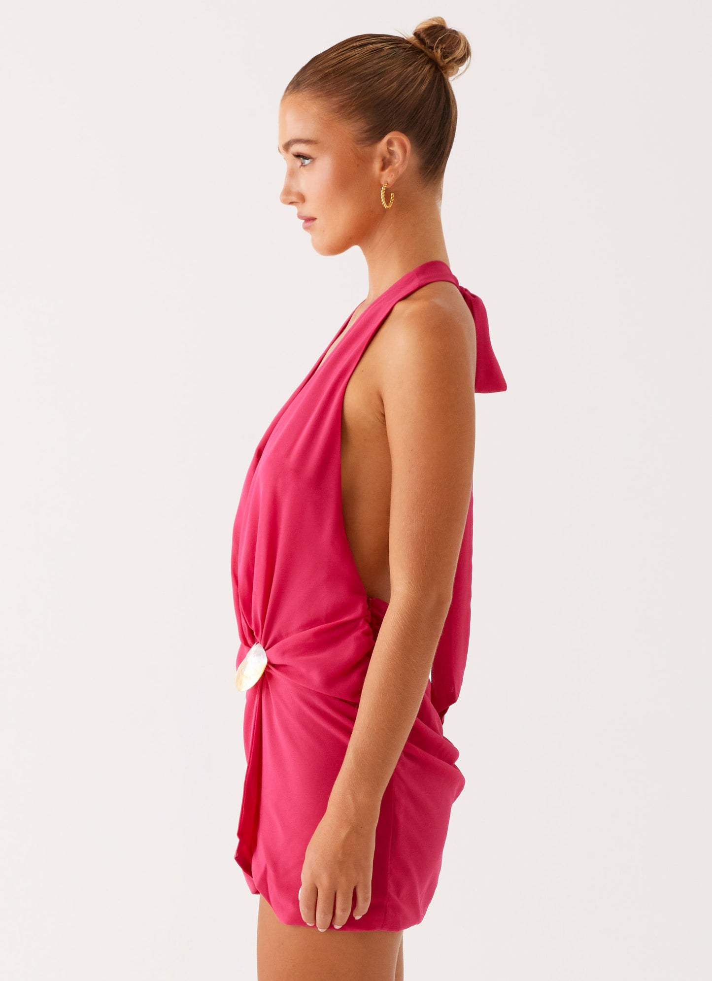 Selena Mini-jurk | Halter met Sjaaldetail in Zachtroze 9