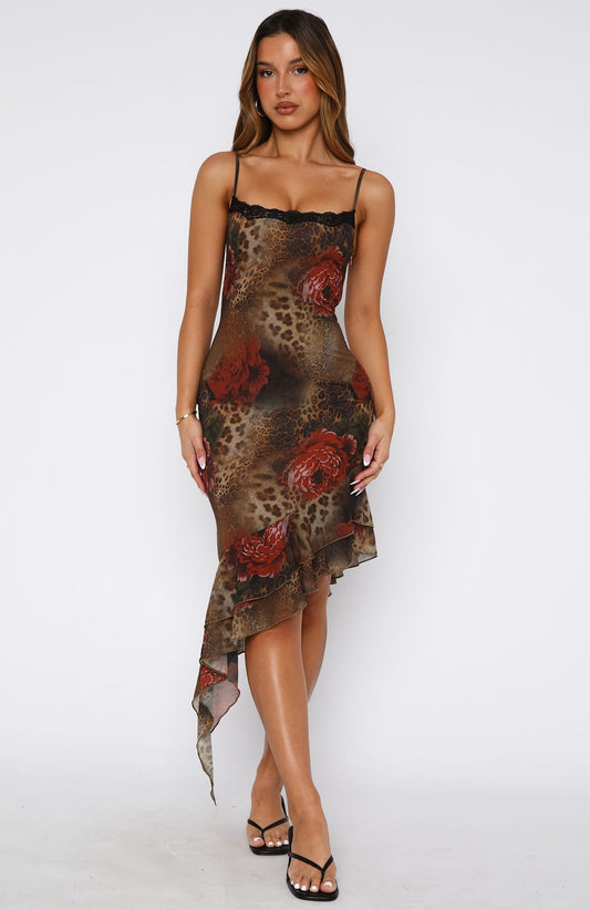 Aina Midi Jurk Dames | Elegante Vierkante Halslijn met Kanten Detail 1