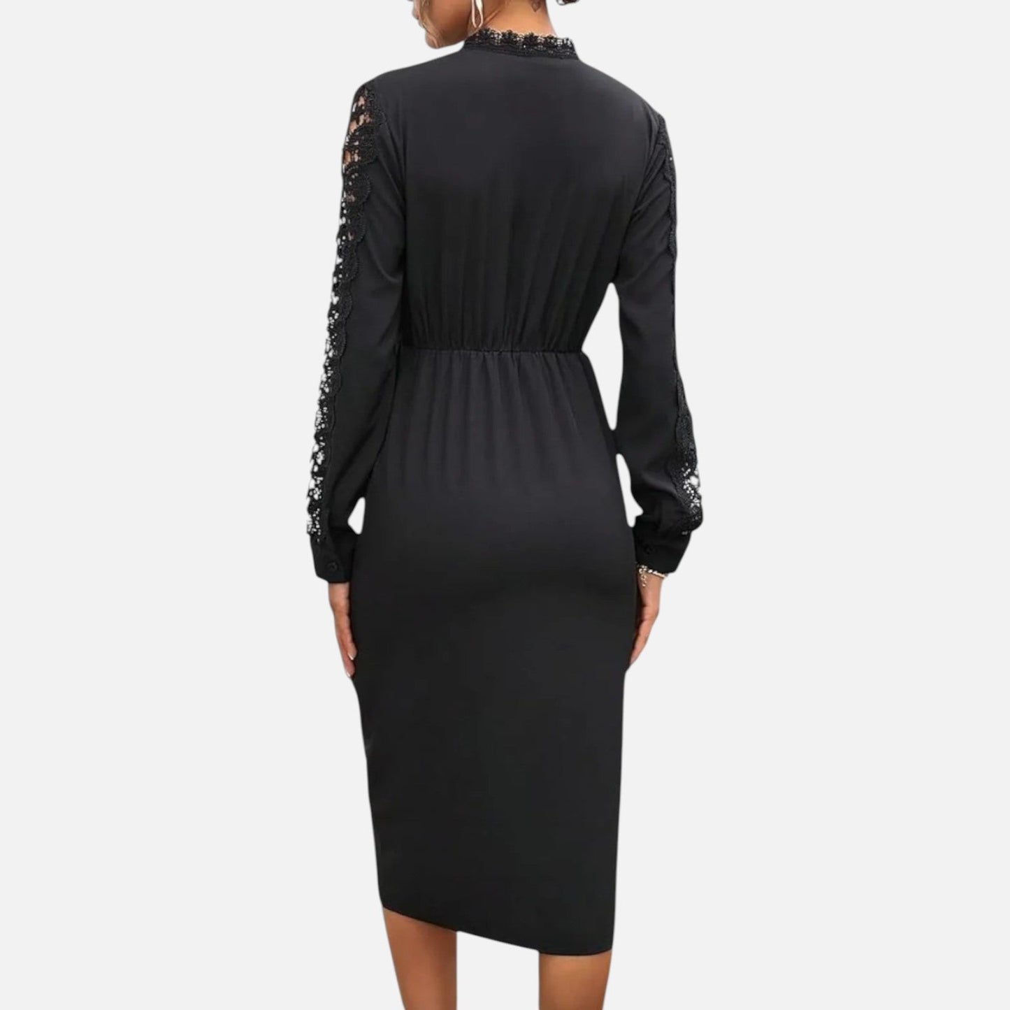 Alessia Dames Jurk | Getailleerd | Met Kanten Mouwen | Elegante Midi Galajurk 4