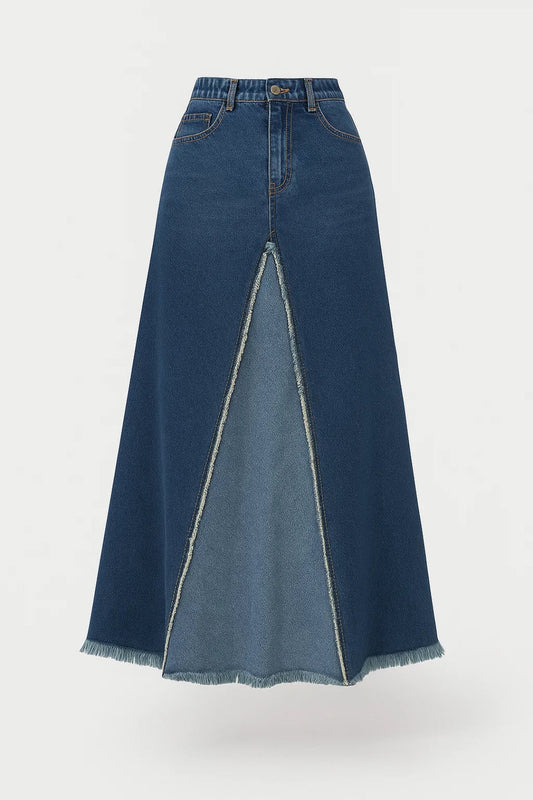 Alessia Spijkerrok Dames | A-Lijn | Met Inzetstuk | Rafelrand 1