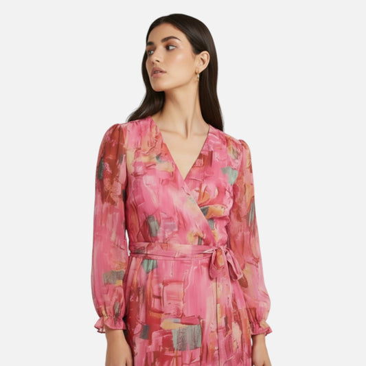 Allegra Dames Maxi-jurk | Vloeiende Pasvorm | Gelaagd Ontwerp | Lichtgewicht Polyester 1