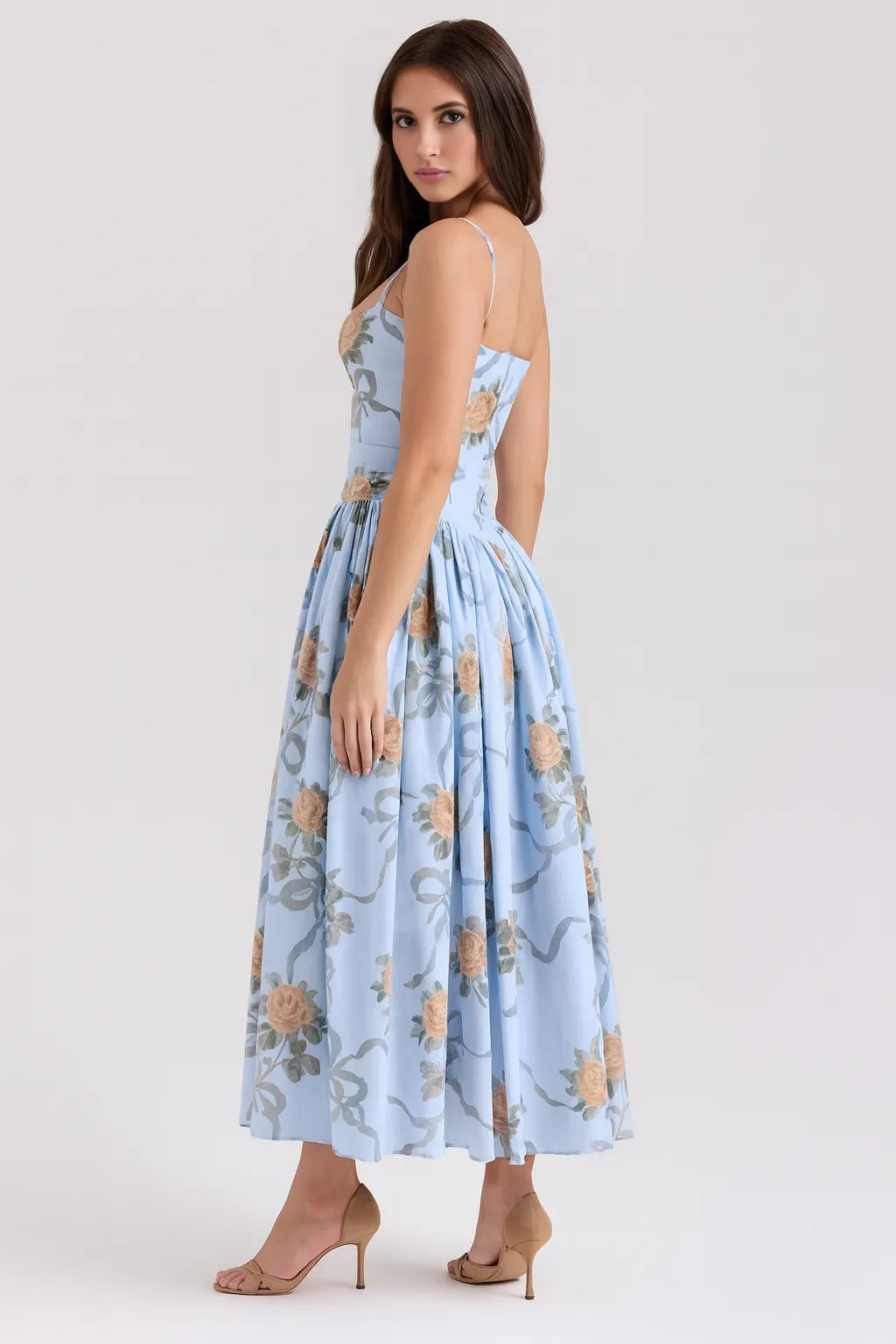 Allegra Lange Jurk Dames | Vloeiende Pasvorm | Vierkante Halslijn | Verstelbare Bandjes 5