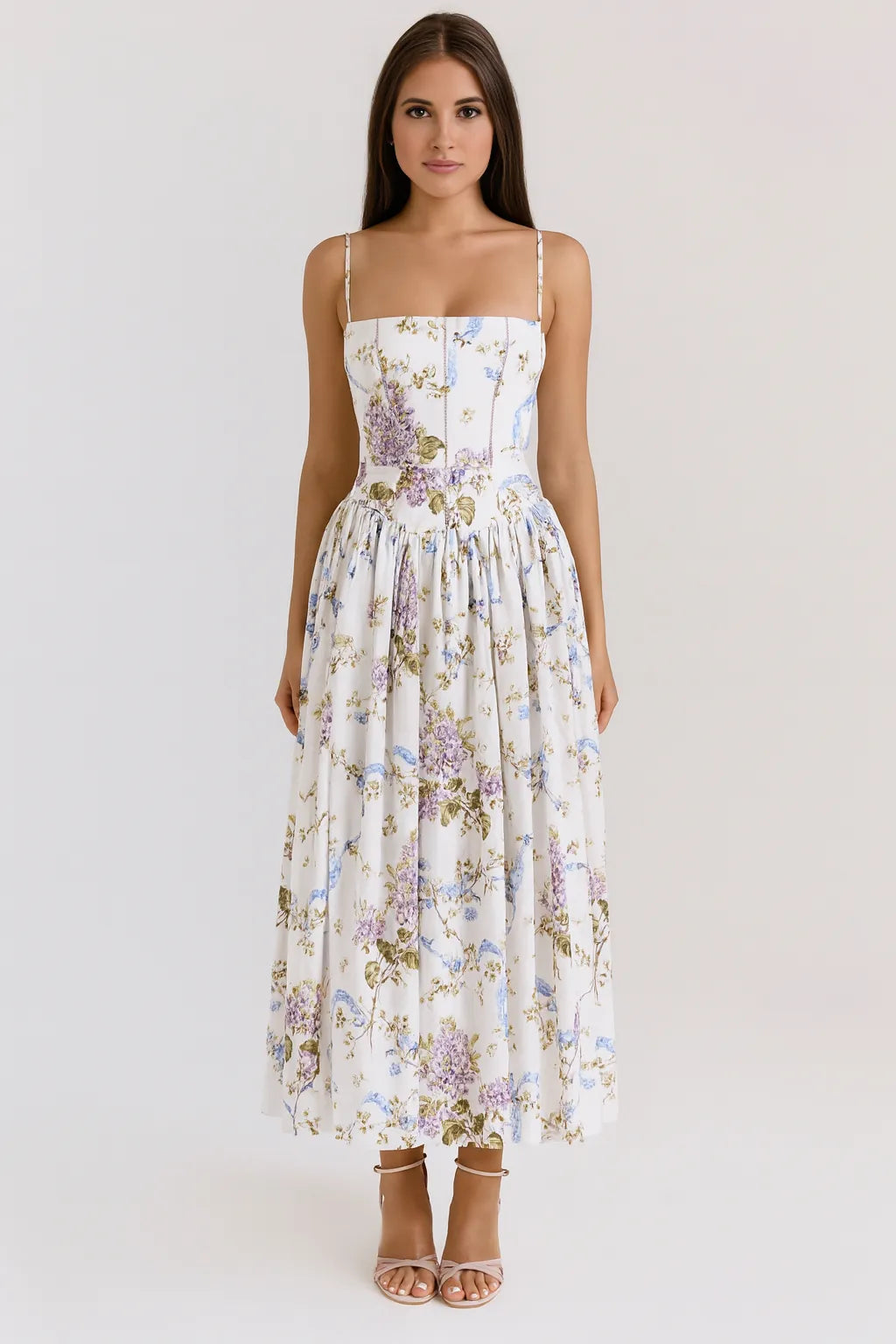 Allegra Lange Jurk Dames | Vloeiende Pasvorm | Vierkante Halslijn | Verstelbare Bandjes 6