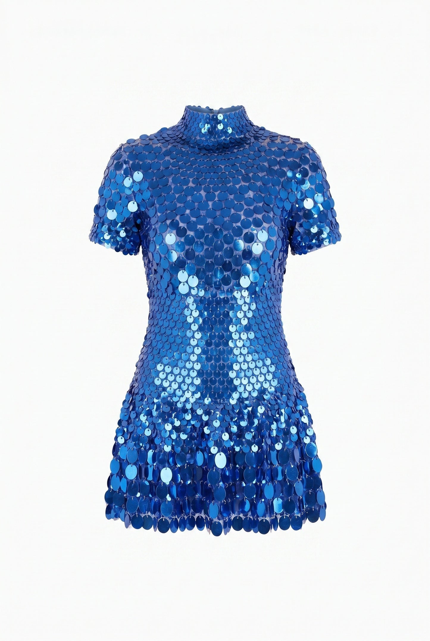 Women's Dress | Cobalt Blue Sequins | Short Sleeves and Pleated Skirt
