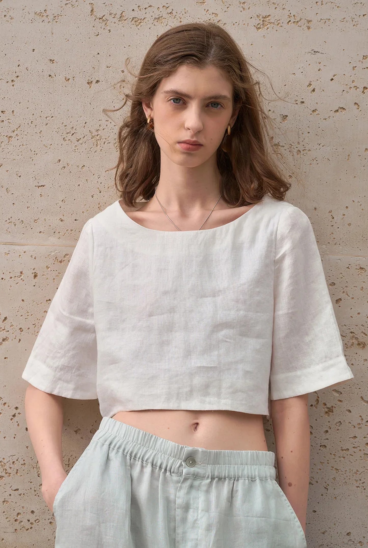 Graciane Dames Crop Top | Ronde Hals | Korte Mouwen