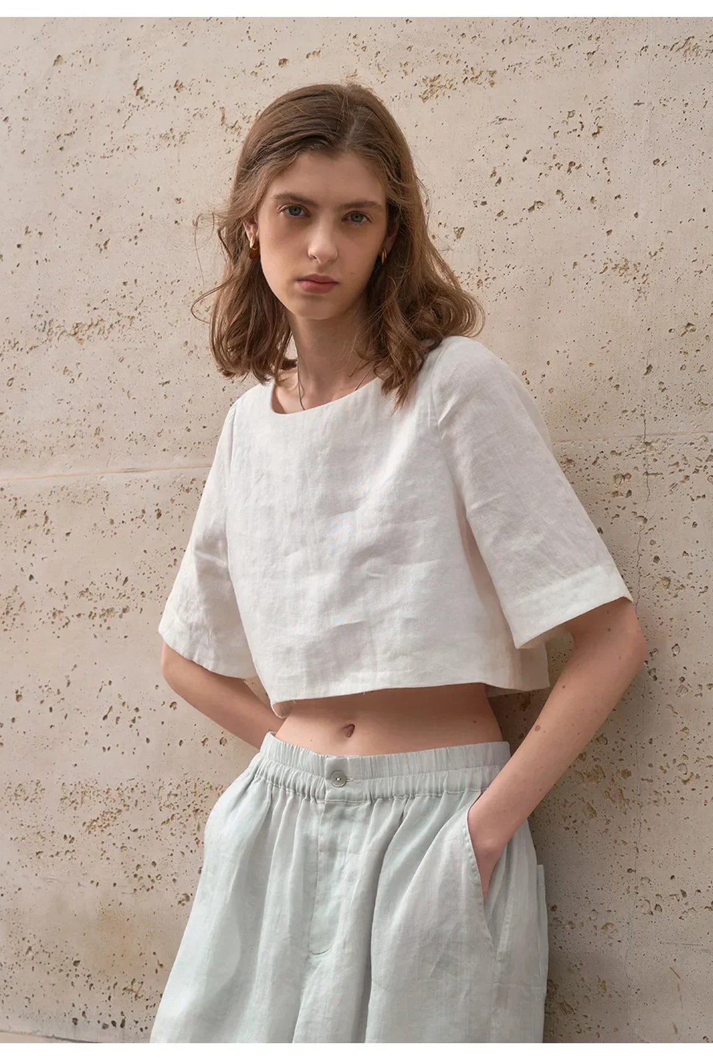 Graciane Dames Crop Top | Ronde Hals | Korte Mouwen
