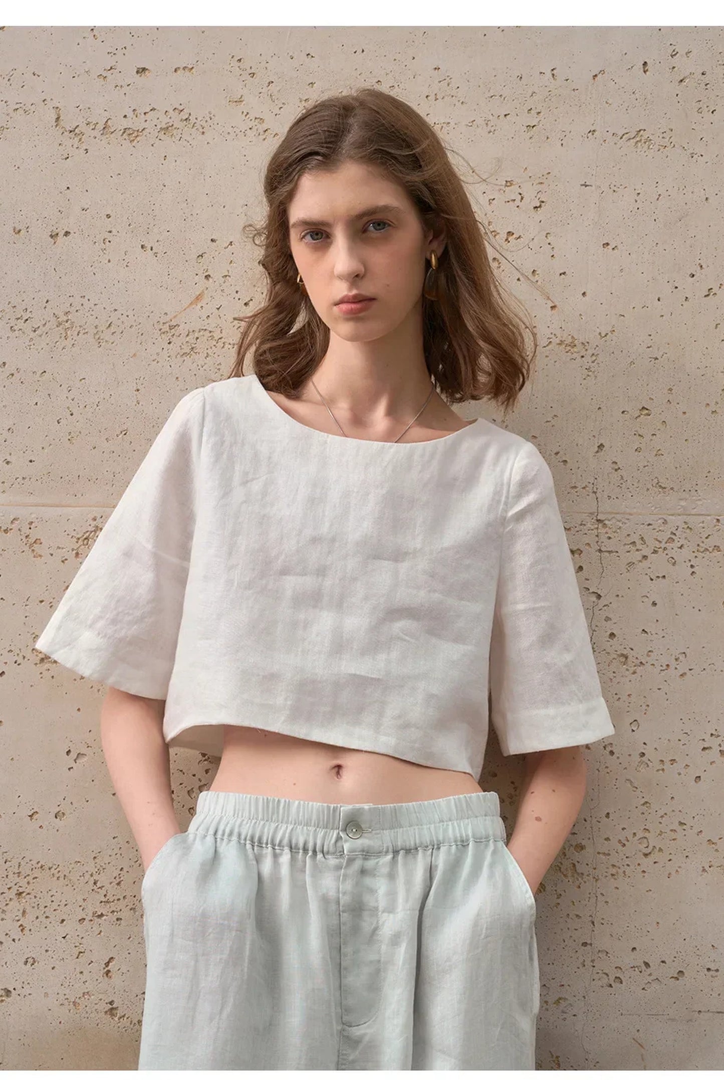 Graciane Dames Crop Top | Ronde Hals | Korte Mouwen