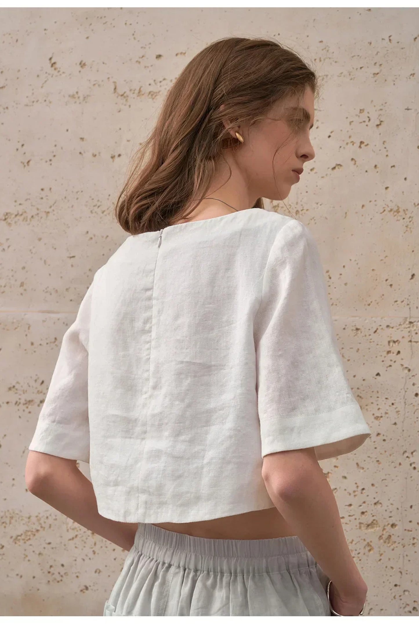 Graciane Dames Crop Top | Ronde Hals | Korte Mouwen
