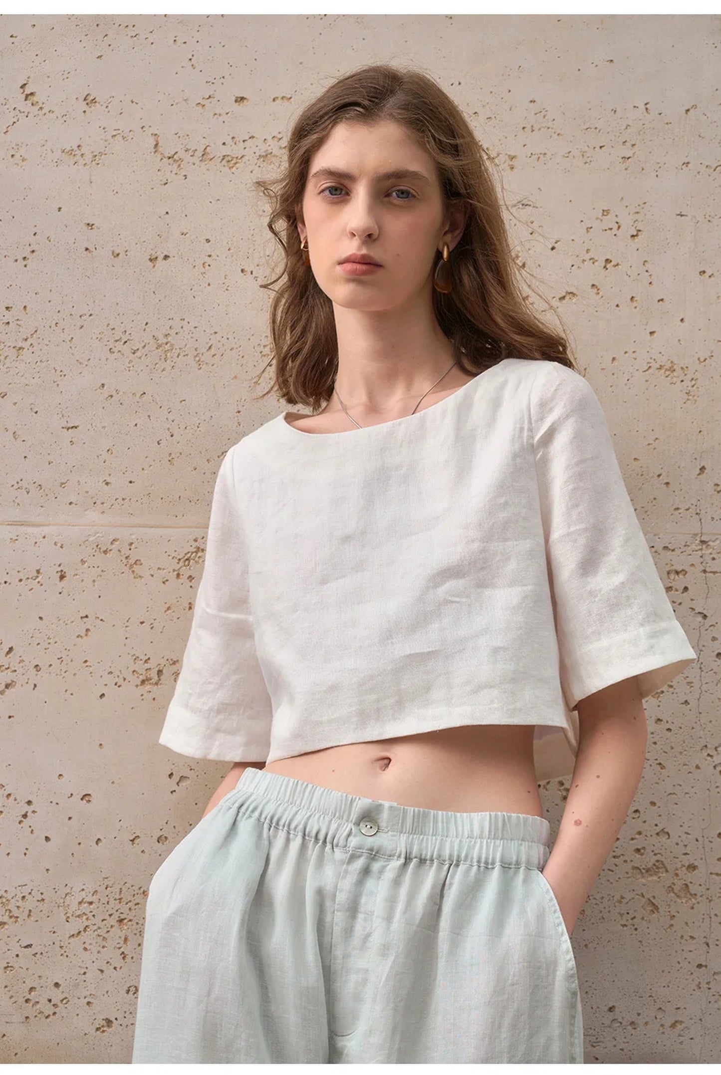Graciane Dames Crop Top | Ronde Hals | Korte Mouwen