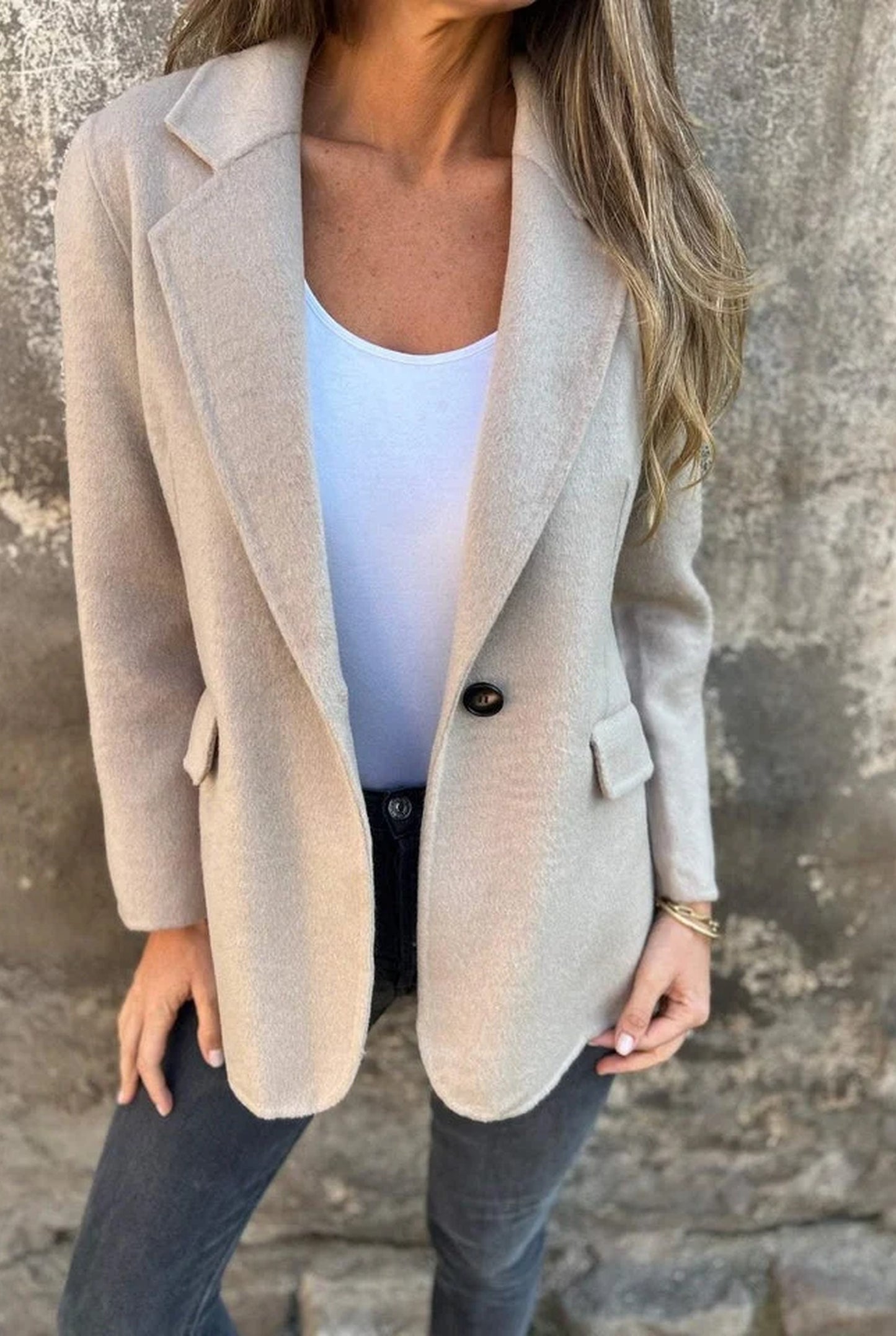 Bianca Dames Jas | Revers Kraag | Enkele Knoop