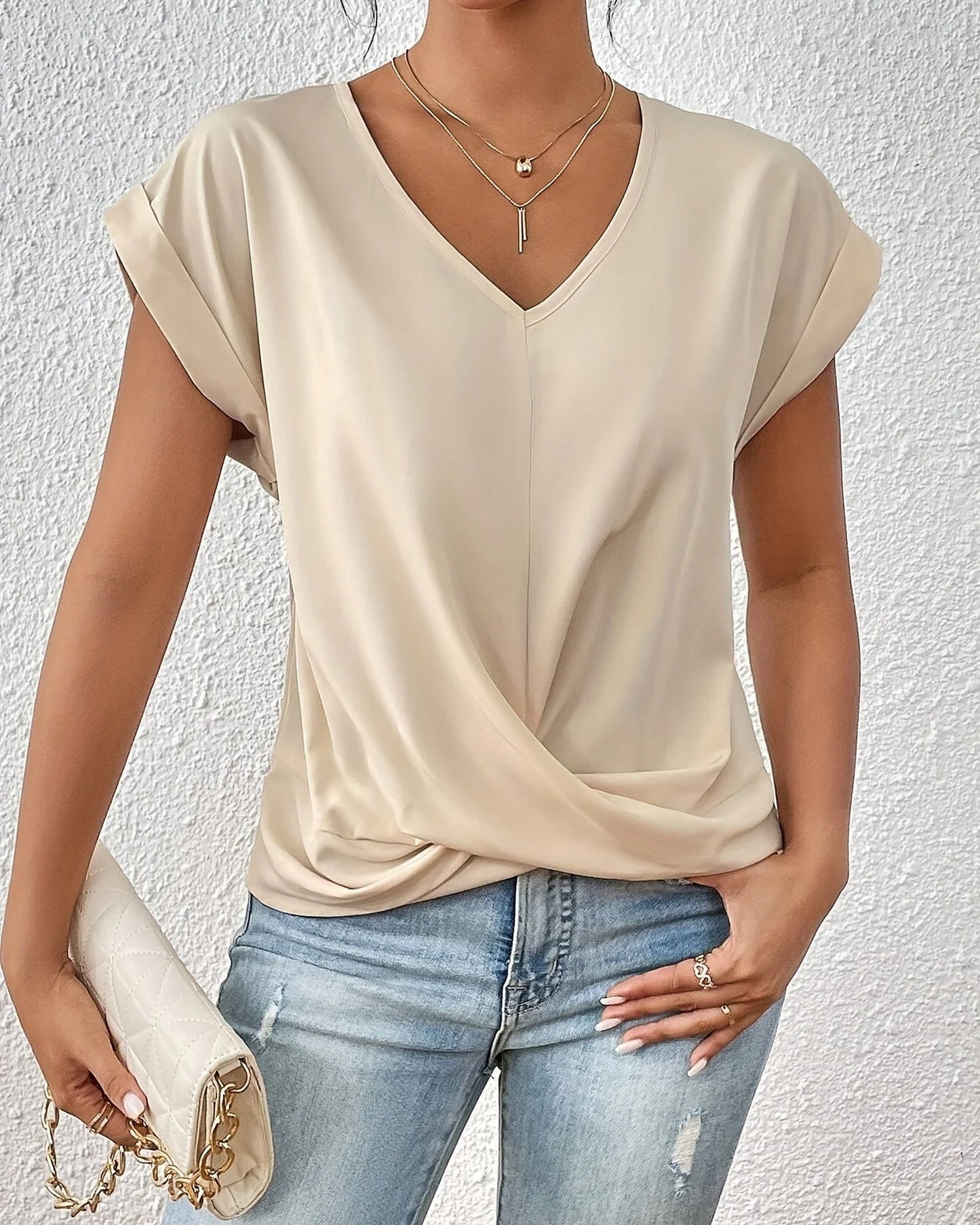 Savine Dames Top | V-Hals | Overslag Detail