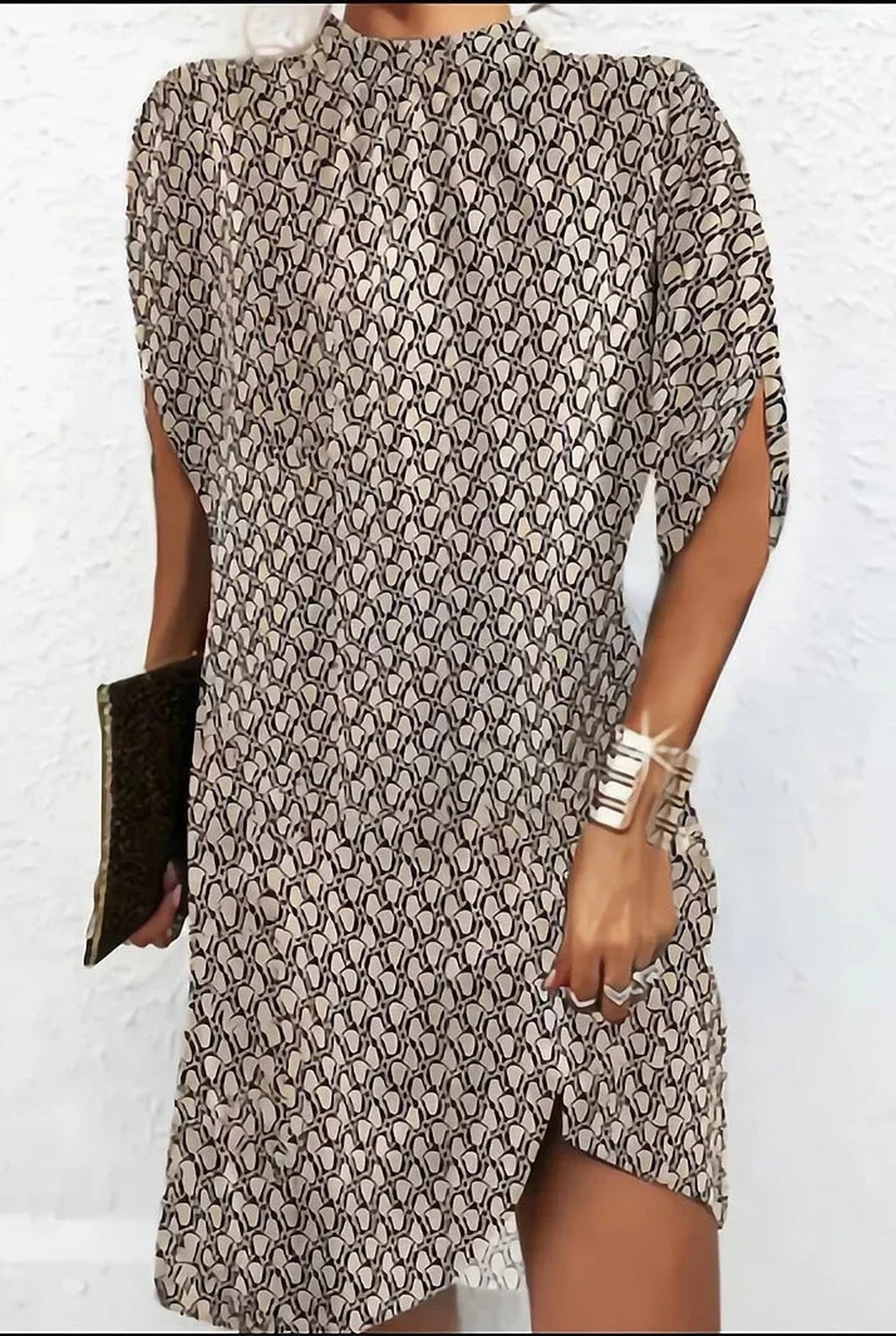Cristiana Dames Mini Jurk | Korte Mouwen | Geplooide Details