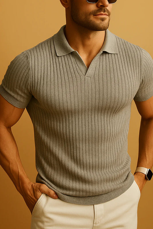 Aurelio Heren Polo Shirt | Geribbelde Textuur | Korte Mouwen