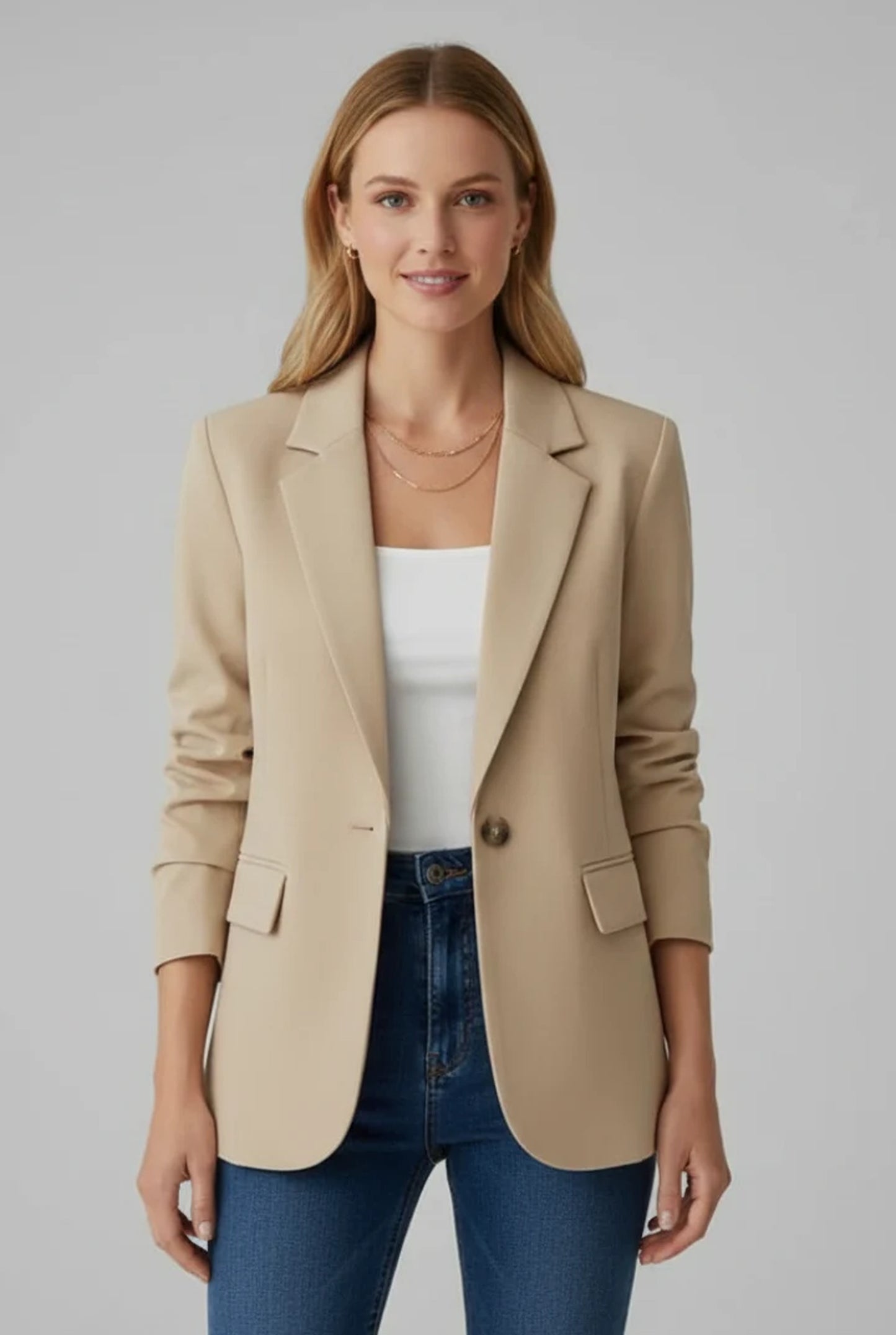 Camelia Dames Blazer | Enkele Rij Knopen | Klassieke Kraag