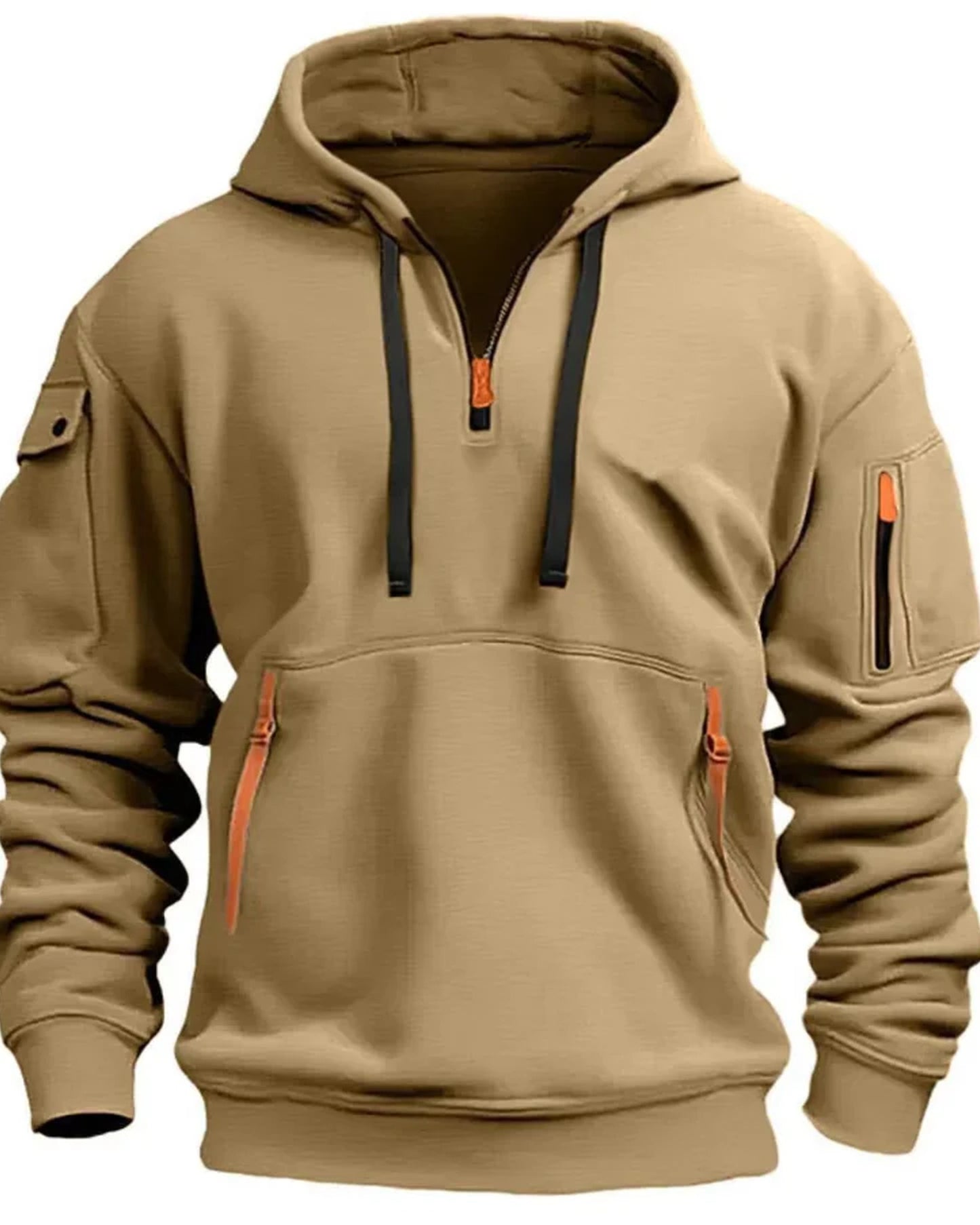 Corrado Heren Hoodie | Cargo-Zakken | Halve Ritssluiting