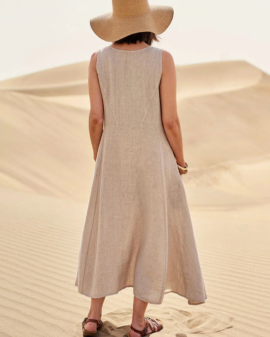 Amicie Dames Maxi Jurk | Mouwloos Model | Zakken Aan Zijkant