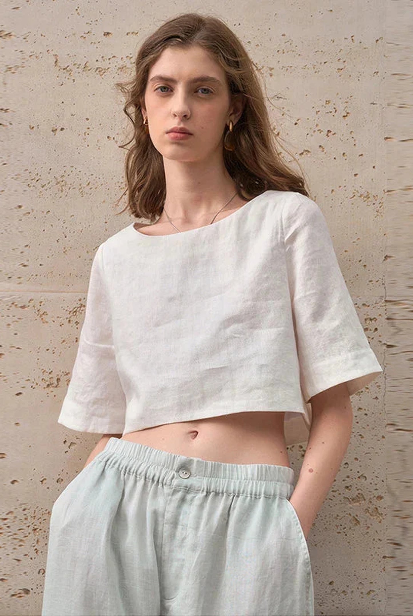 Graciane Dames Crop Top | Ronde Hals | Korte Mouwen