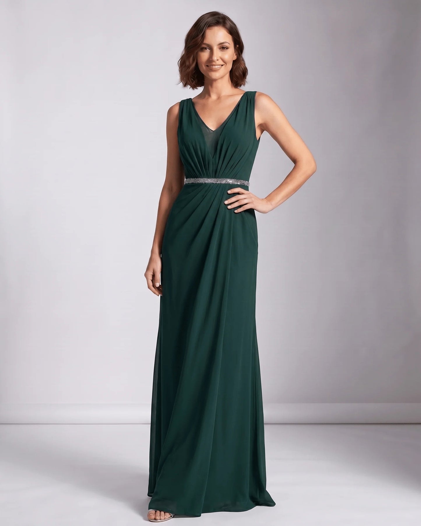 Marinette Women's Maxi Dress | V-Neck | Pleated Bodice