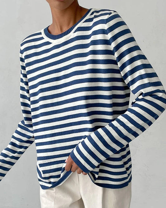 Antonella Ladies Jumper | Stripe Print | Round Neckline
