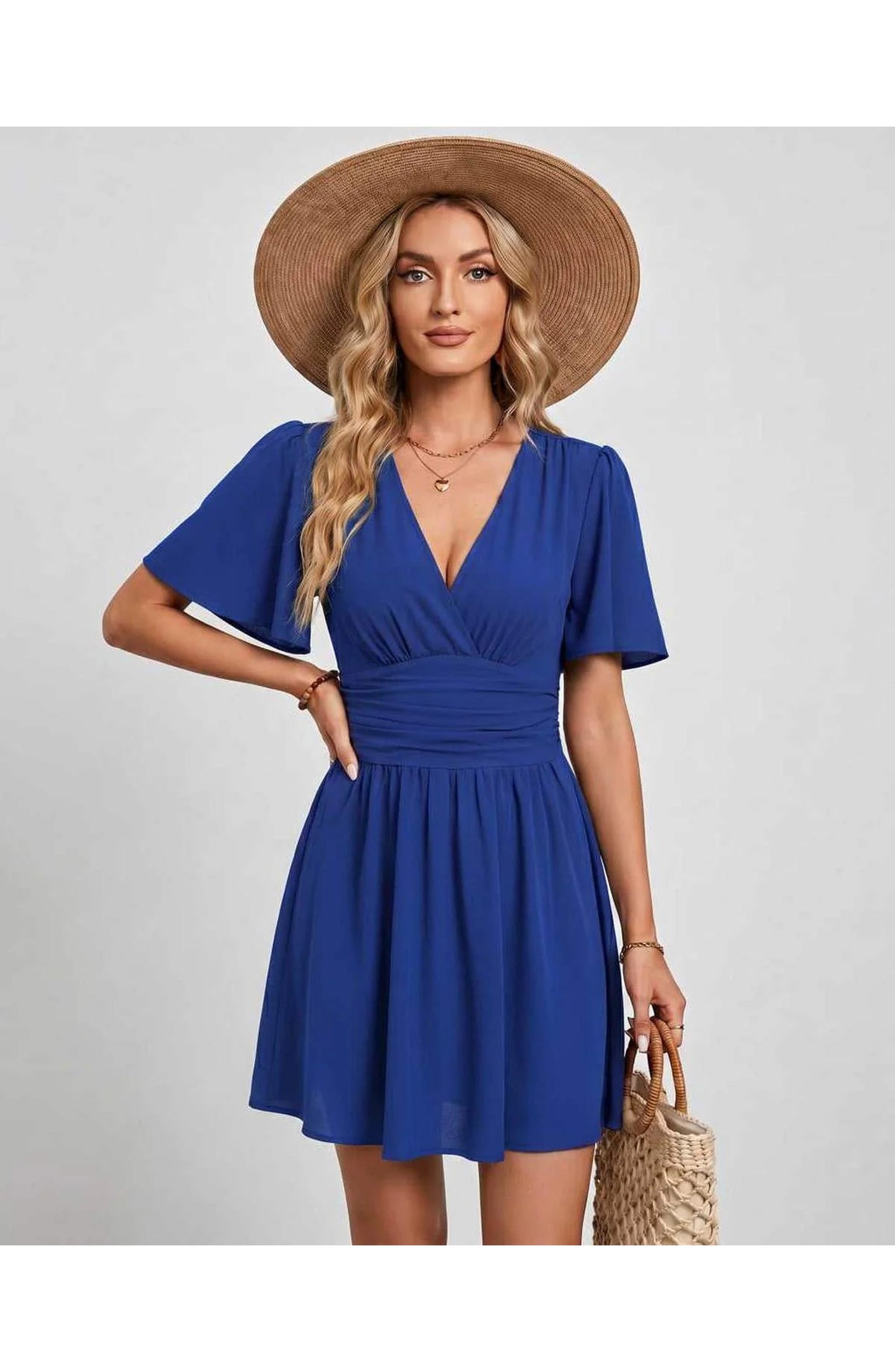 Suzanne Women's Mini Dress | V-Neck | Ruched Waist