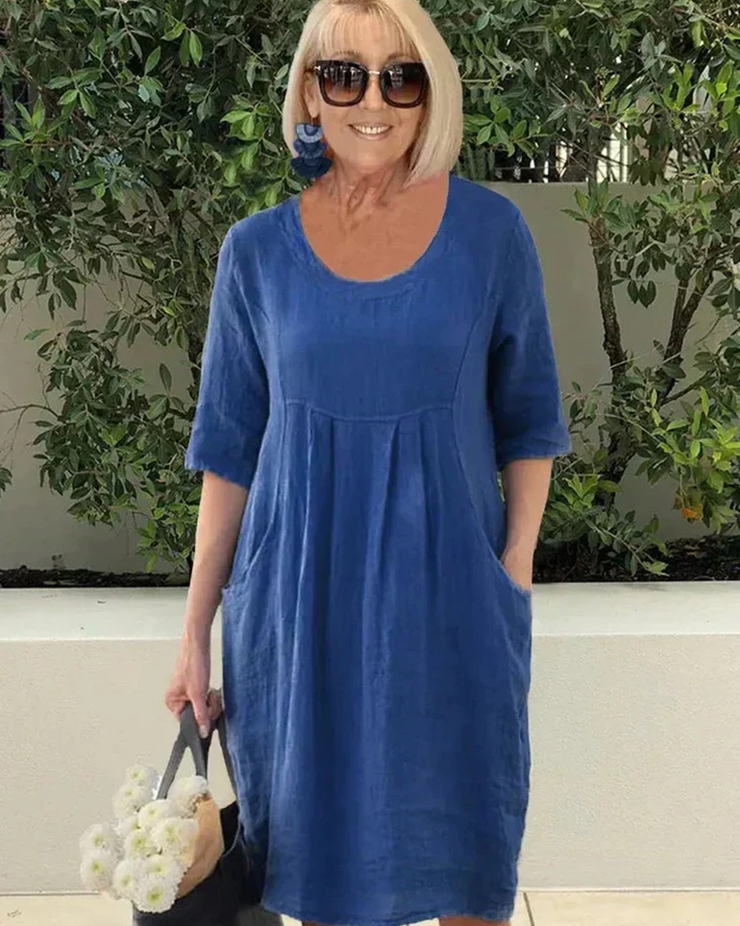 Annaëlle Dames Midi Jurk | Driekwart Mouwen | Empire Taille