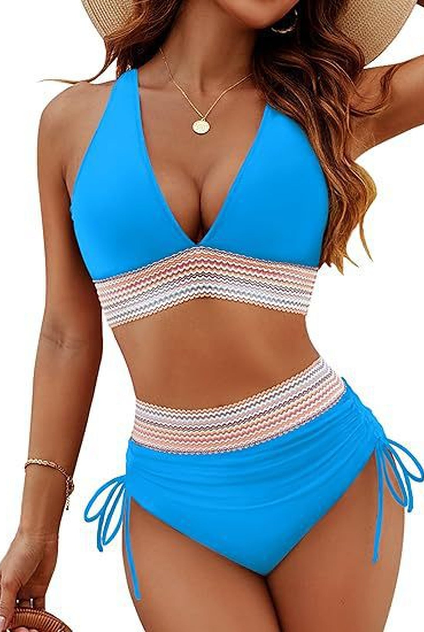 Lucette Dames Badkleding | V-Hals | Zigzag Tailleband