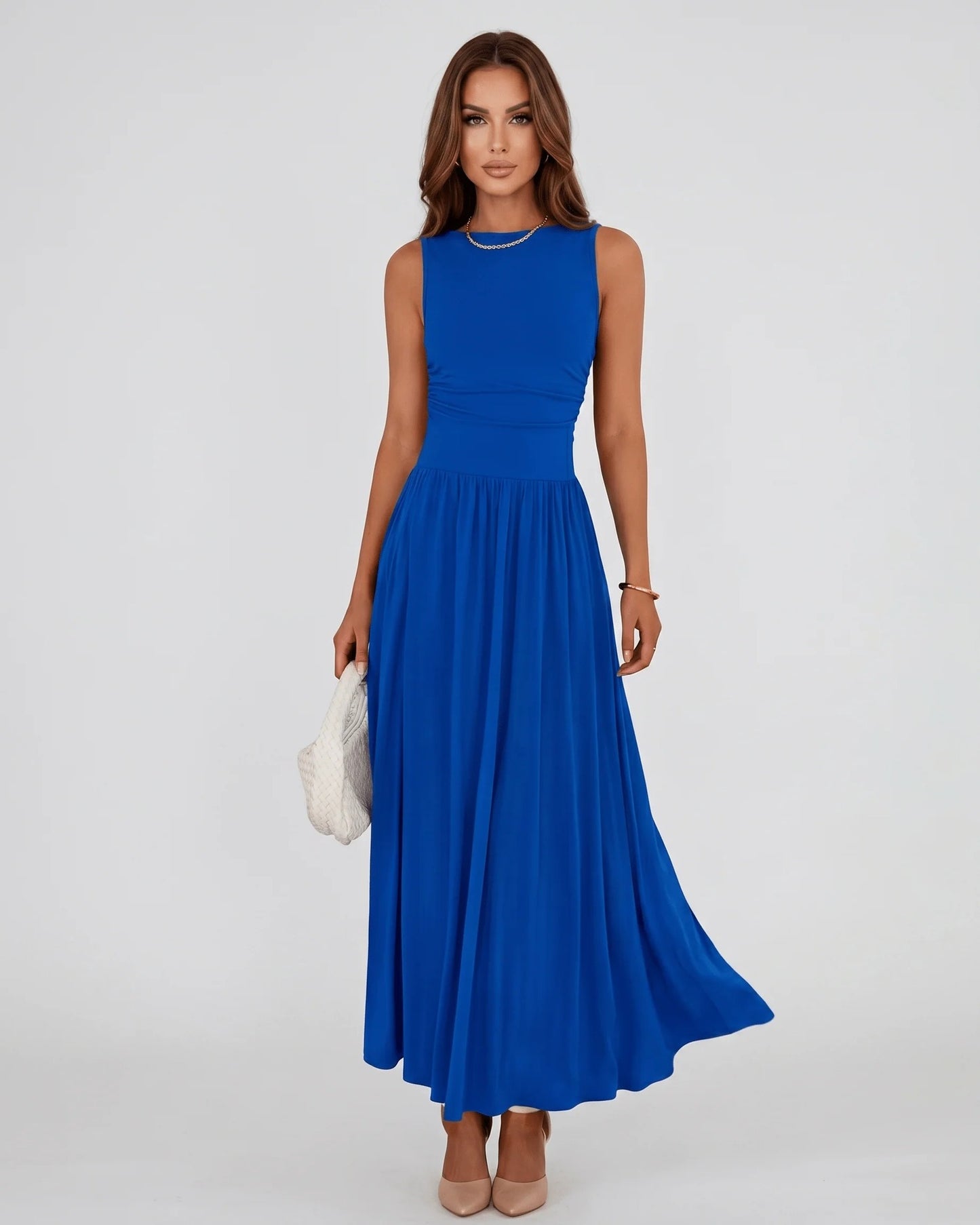 Naïs Dames Maxi Jurk | Geplooide Taille | Sleeveless