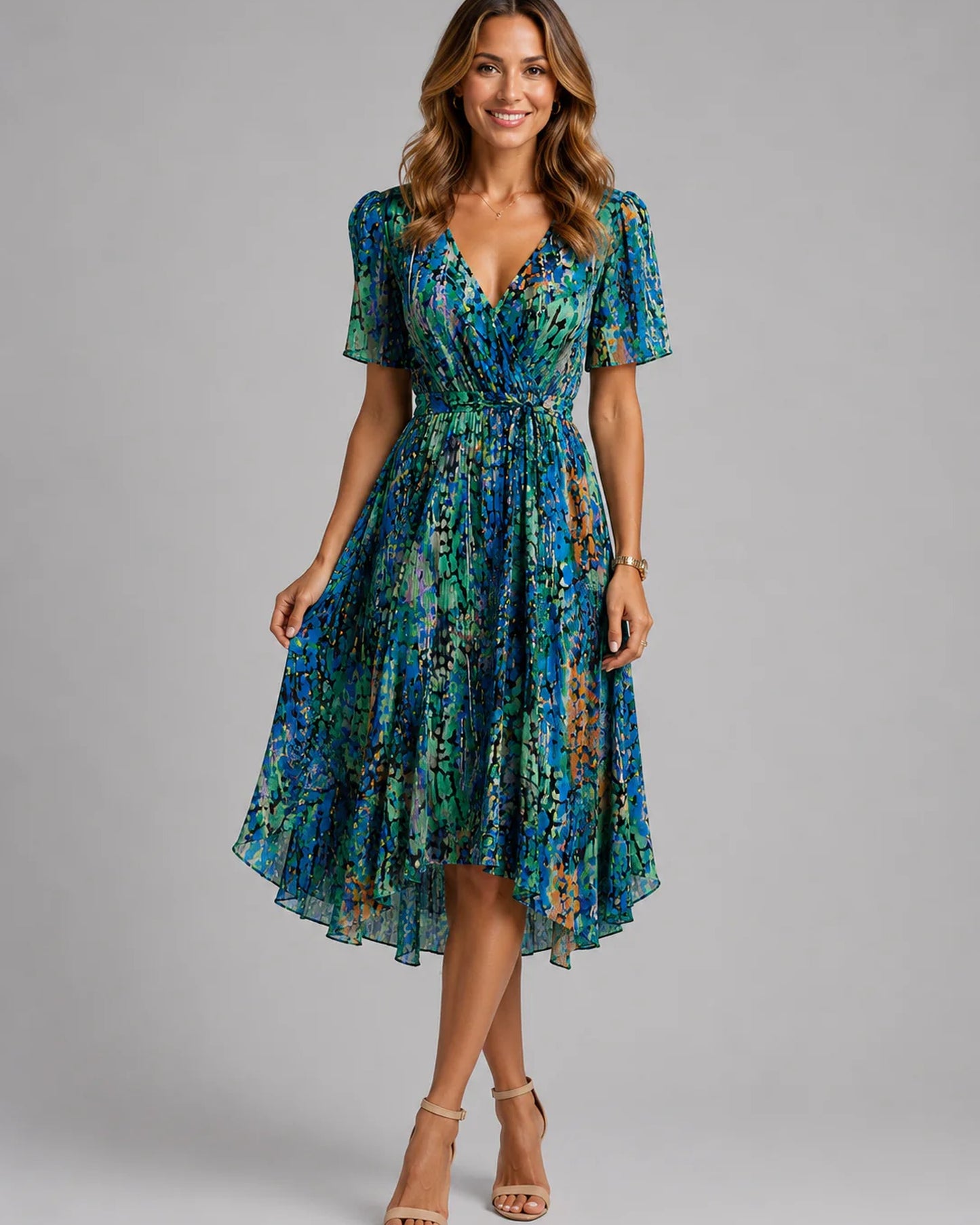 Antonietta Ladies Midi Dress | V-Neck | Floral-print