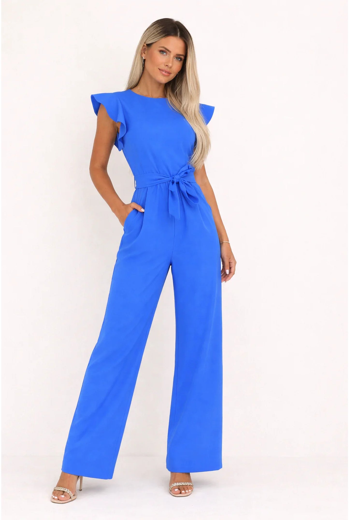 Élise Women's Jumpsuit | Ruffle Sleeves | Tie Belt