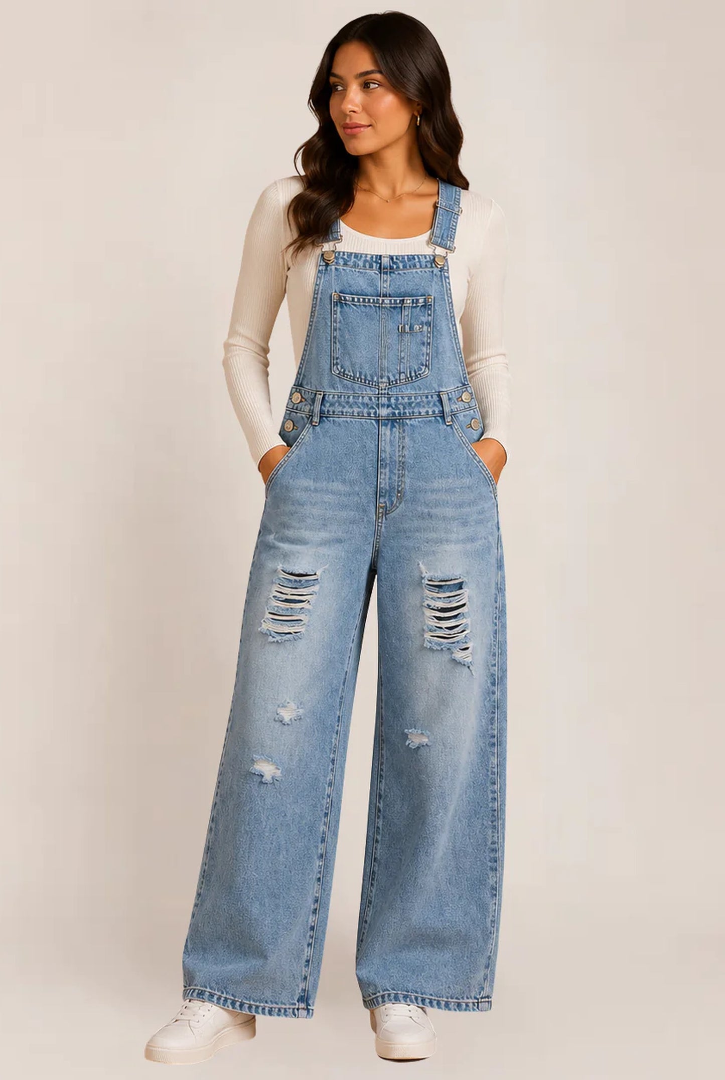 Rachelle Dames Jumpsuit | Wijde Pijpen | Gescheurde Details