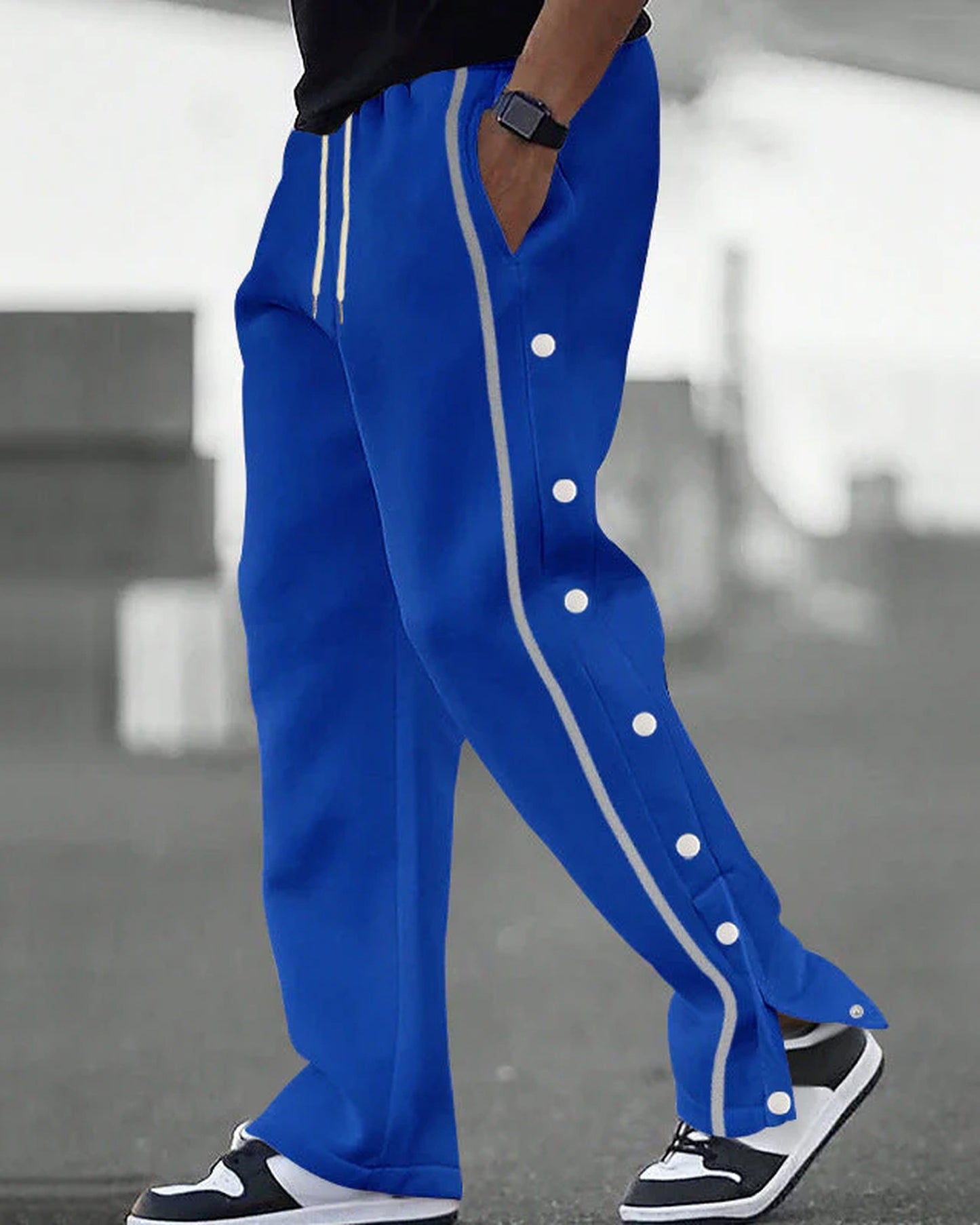 Fulvio Heren Trousers | Buttons Side Stripe | Elastic Waist