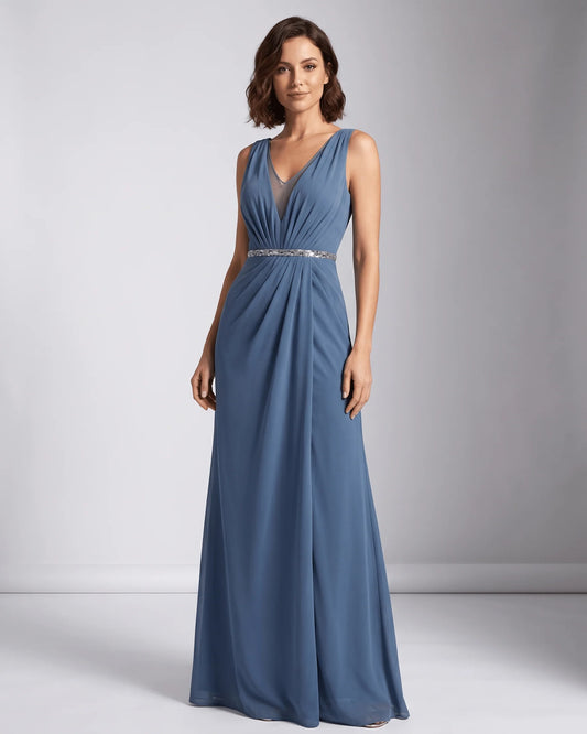 Marinette Women's Maxi Dress | V-Neck | Pleated Bodice