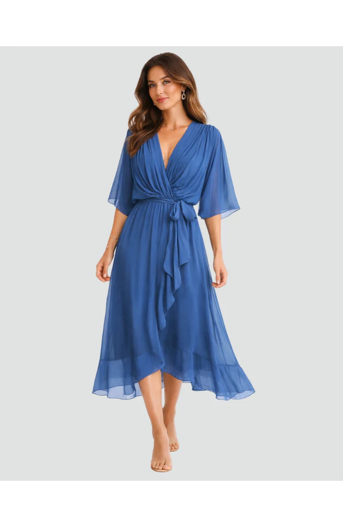 Geneviève Women's Midi Dress | V-Neck | Wrap Design