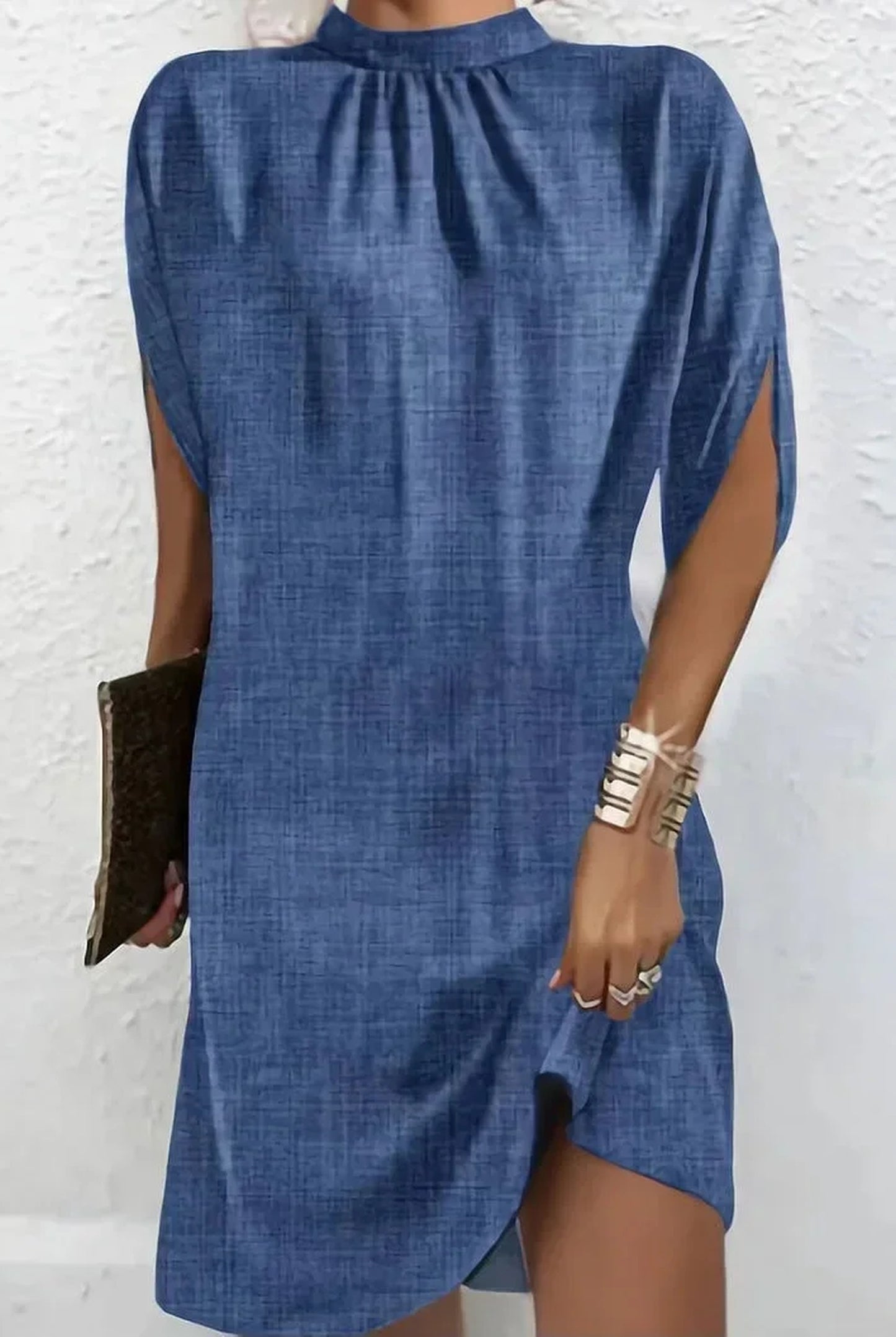 Cristiana Dames Mini Jurk | Korte Mouwen | Geplooide Details