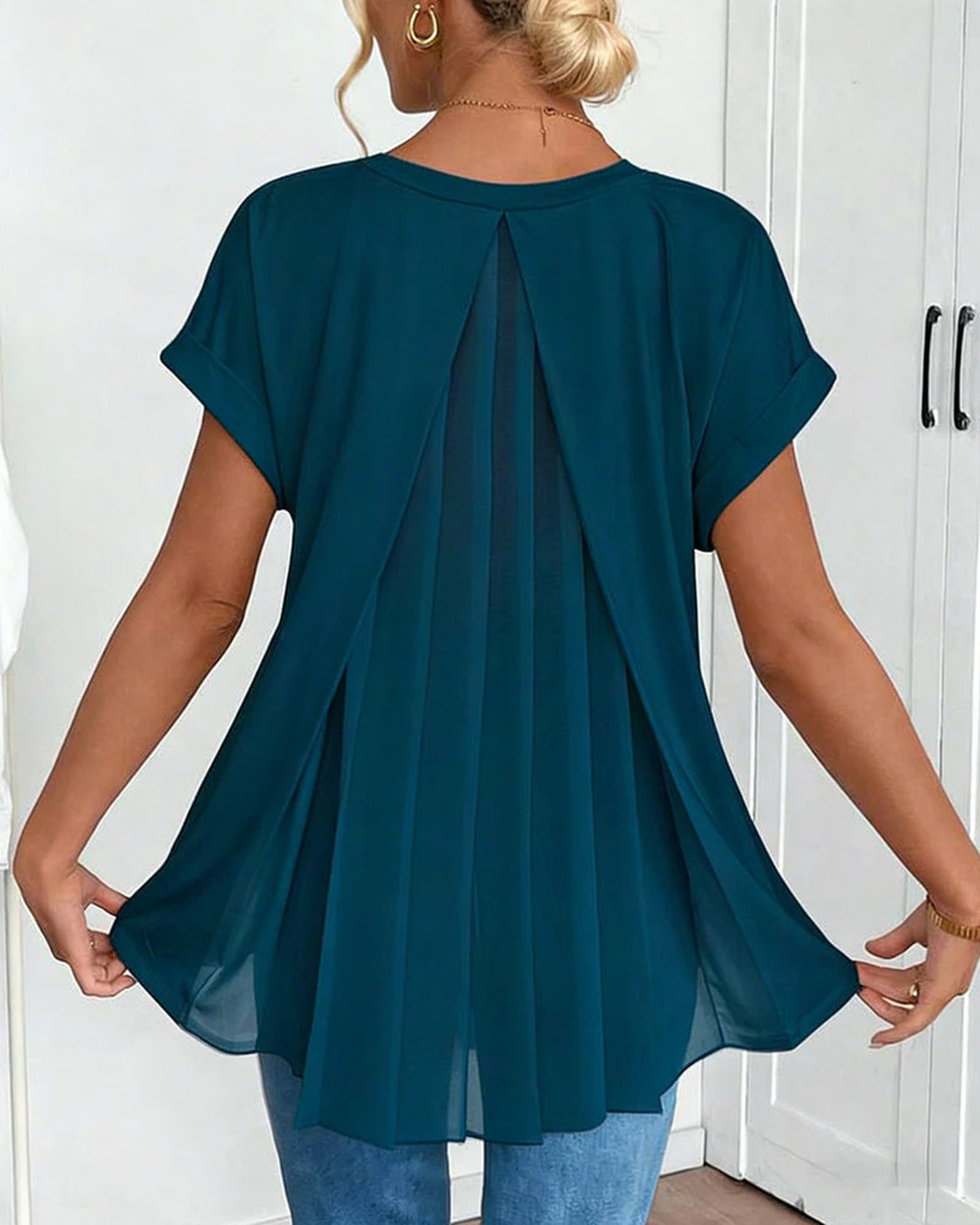 Robine Dames Top | Plooiende Rugdetail | Korte Mouwen