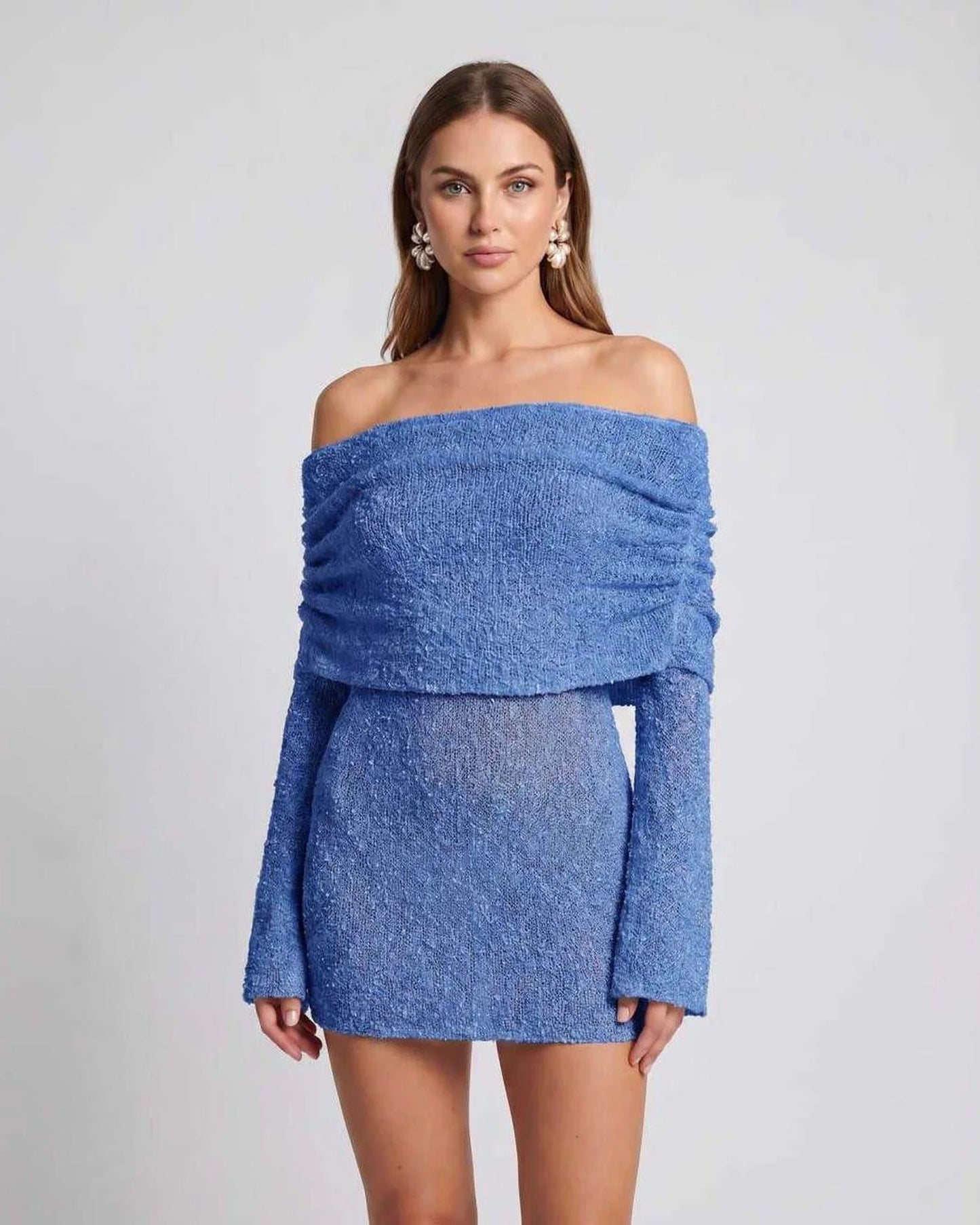 Maïa Dames Mini Jurk | Off-Shoulder | Gelaagde Franje