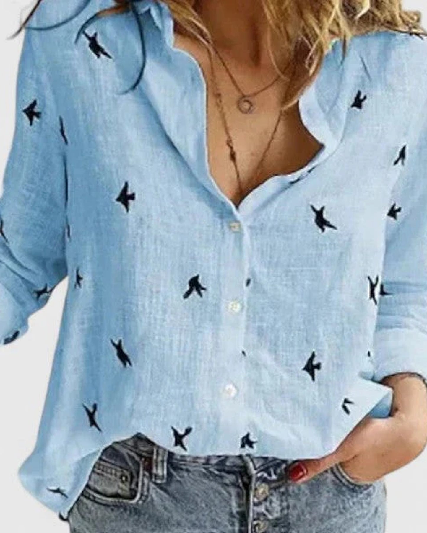 Cassilde Dames Top | V-Hals | Geknoopte Schouders