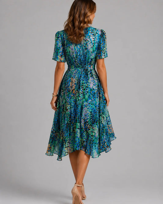 Antonietta Dames Midi Jurk | V-Hals | Bloemenprint
