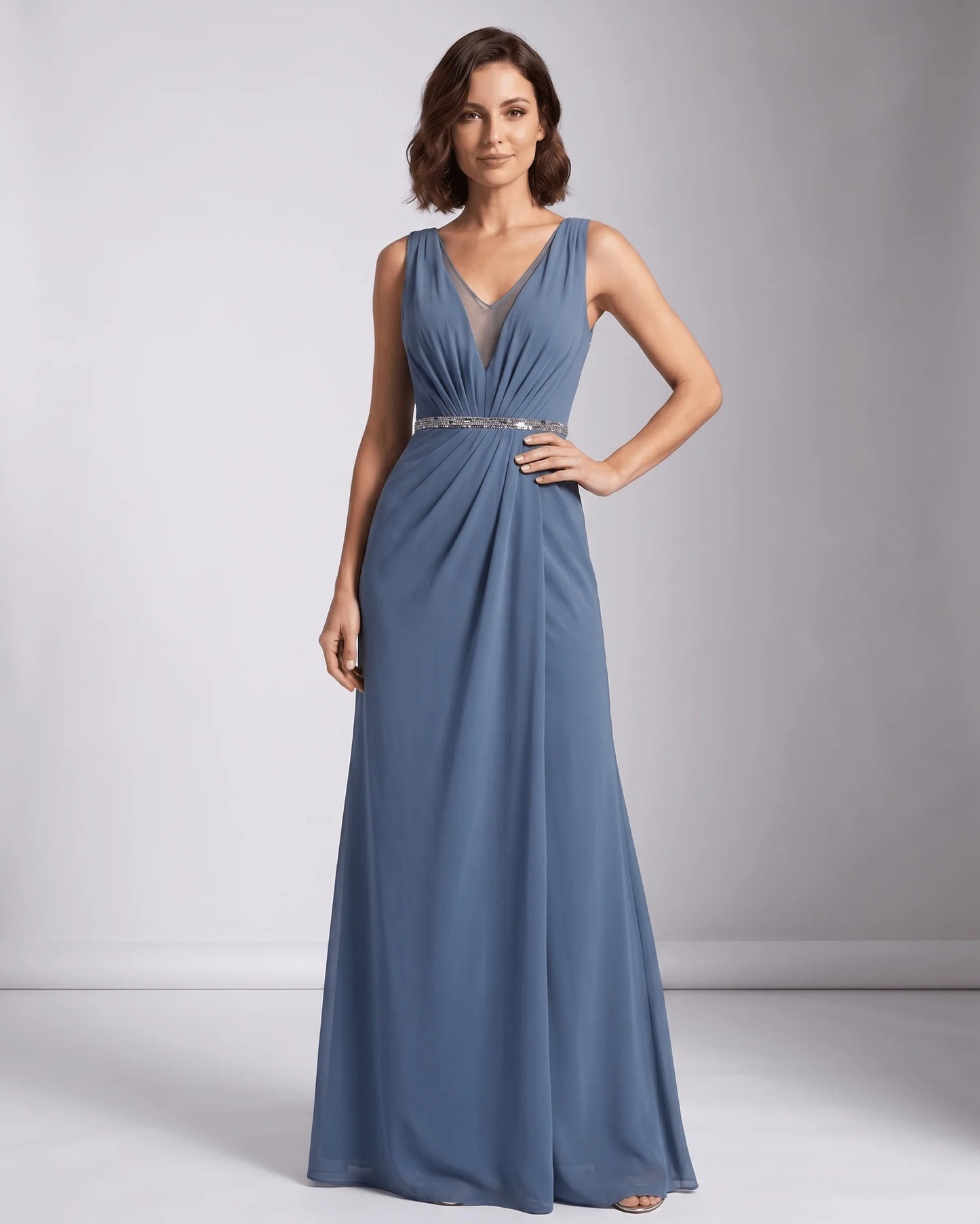 Marinette Women's Maxi Dress | V-Neck | Pleated Bodice